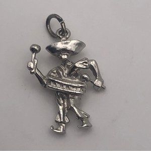 STERLING Silver Mexican Mariachi Drummer Mini Charm Bracelet Charm